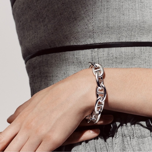 HERMES CABIN D’ ANCRE LARGE MODEL STERLING SILVER CHUNKY BRACELET - Picture 10 of 11